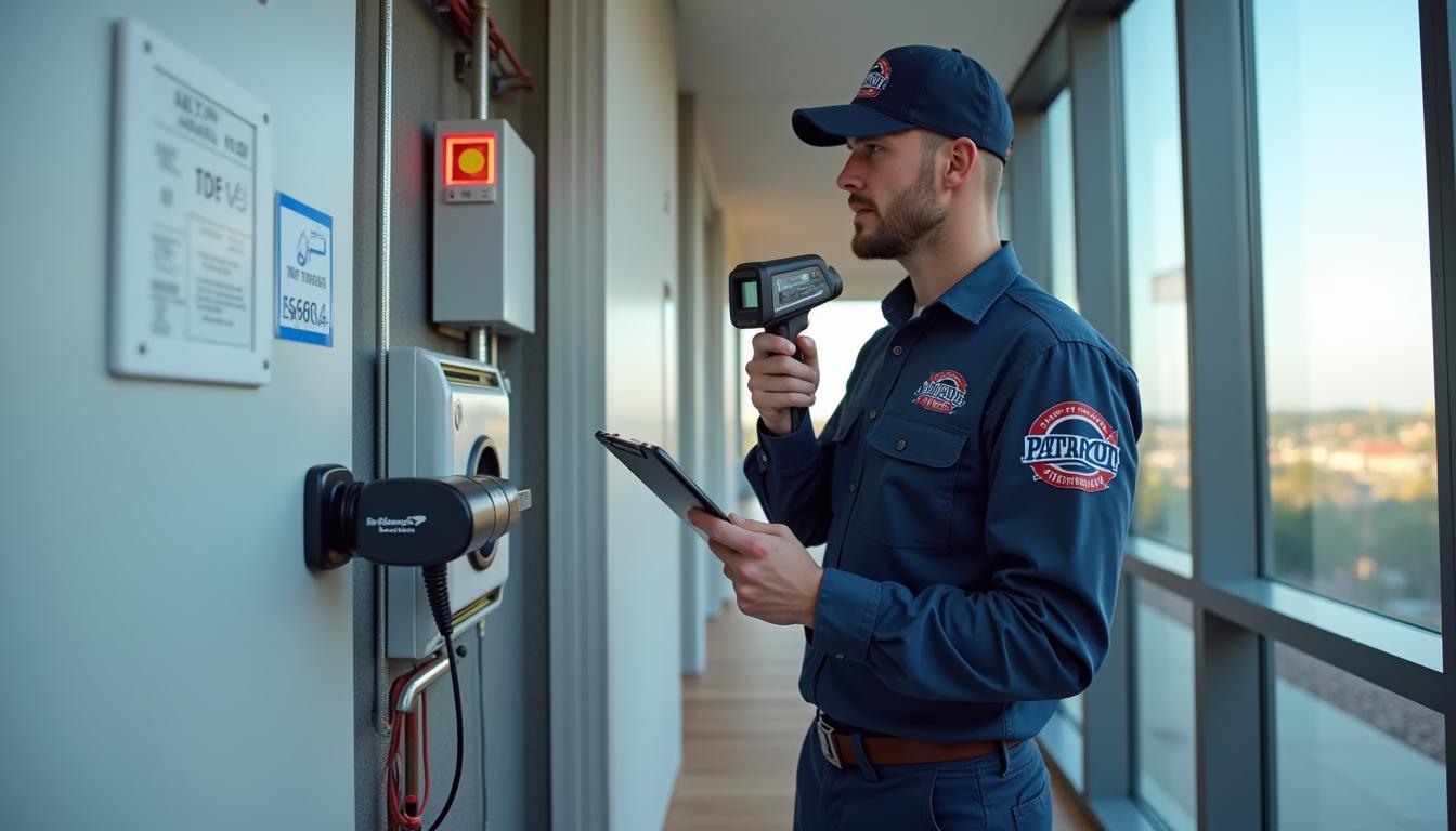 Patriot Inspections inspector evaluating building systems with thermal imaging and digital reporting